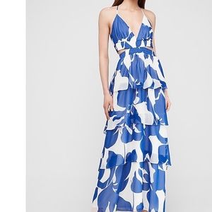 Express floral tiered twist back floral dress